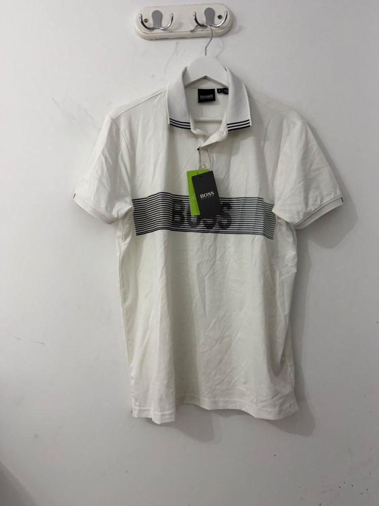 New BOSS Hugo Boss White Polo Shirt XL with Tags