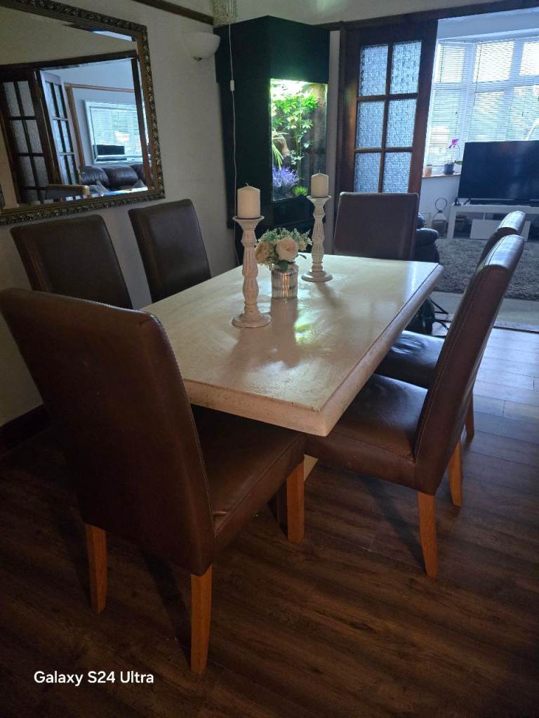 Marble table and 6 chairs 