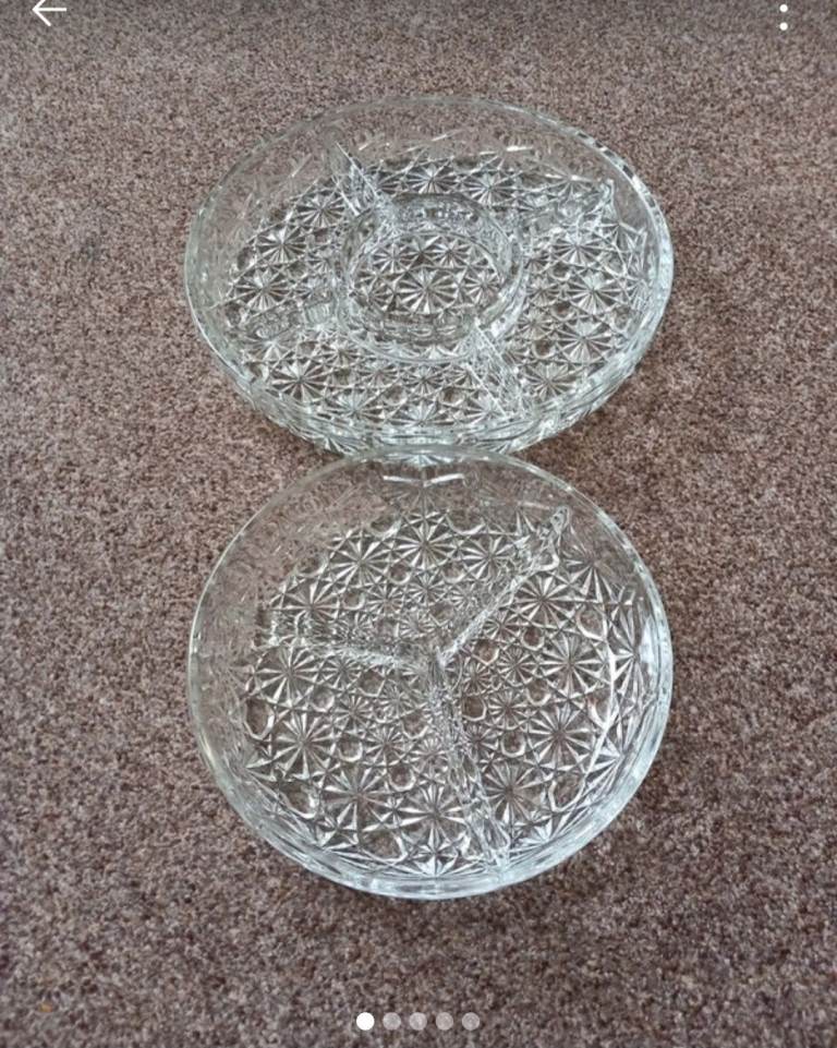 Cut glass snack trays 