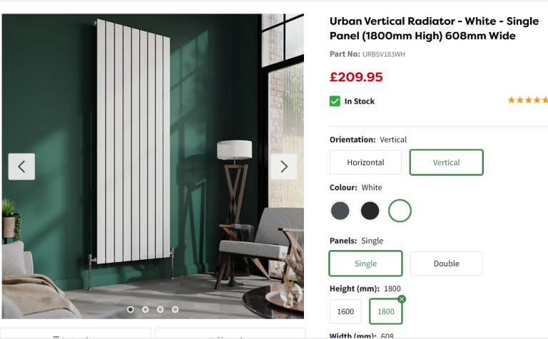 Brand new vertical designer wall radiator - RRP £210