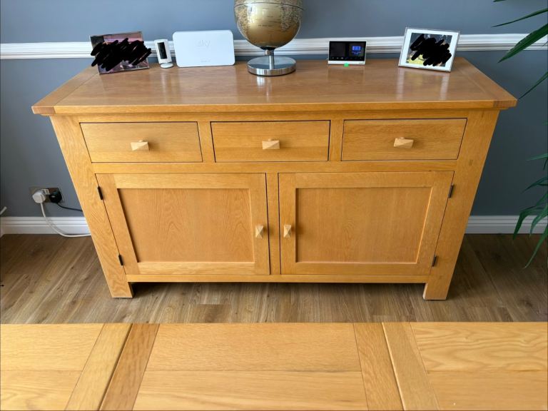 Solid Wooden Sideboard with Drawers and Cupboards