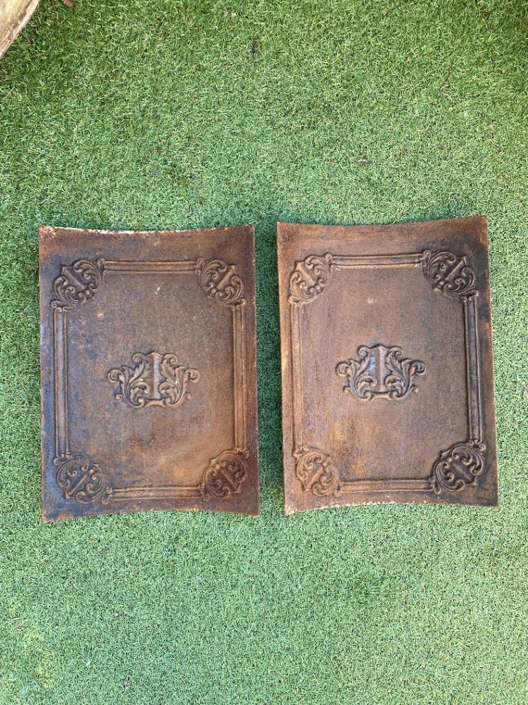 Antique cast iron Georgian Victorian fireplace hob grate cheeks 