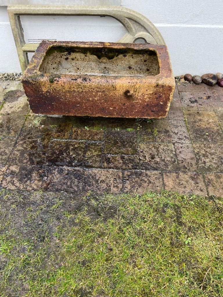 Old rustic stone garden trough
