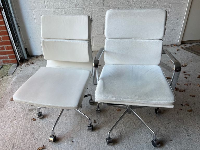 2 x White Eames style office chairs