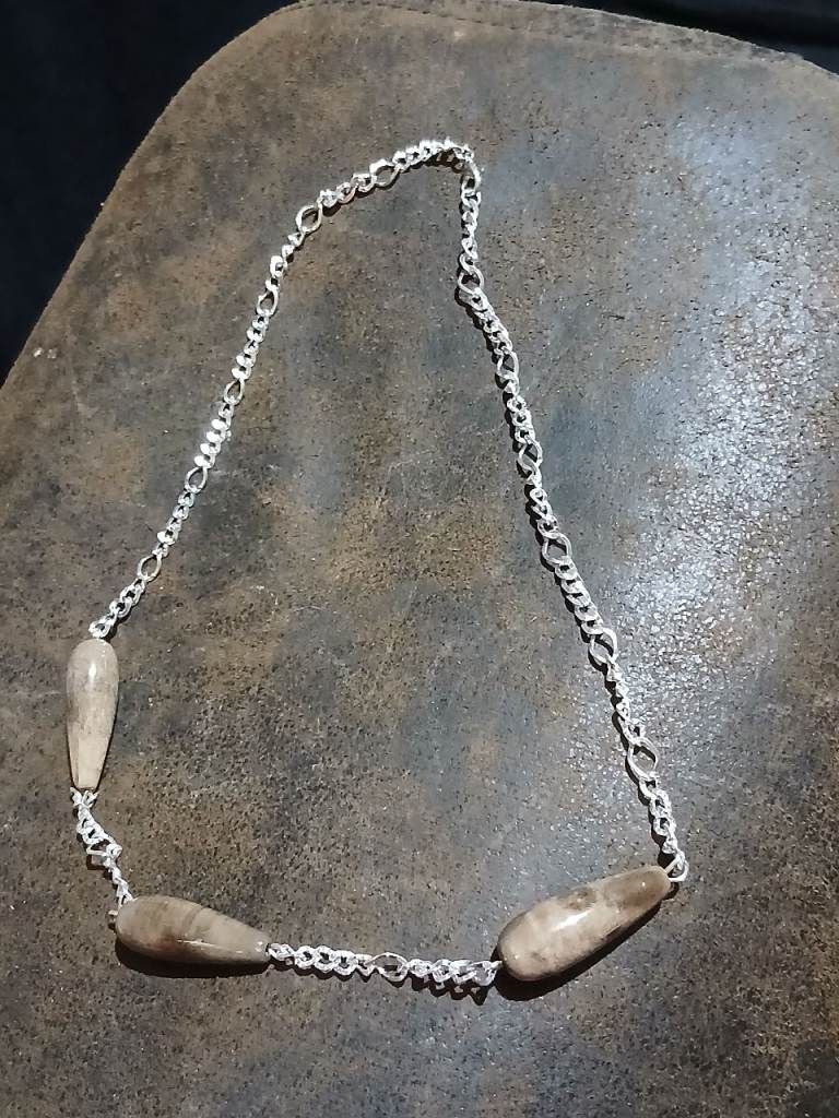 Bohemian style station necklace on a silver chain 