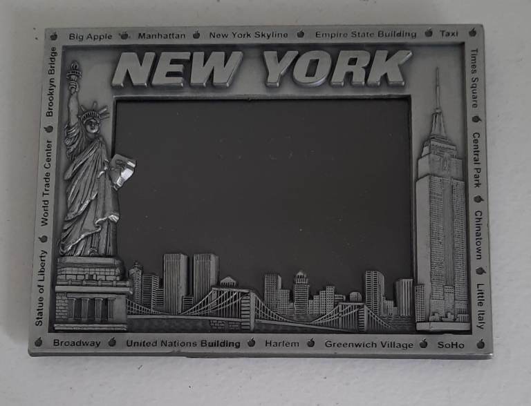 Empire State/statue Of Liberty NewYork Art Deco Silver  Enamel Photo Frame 4"x6"