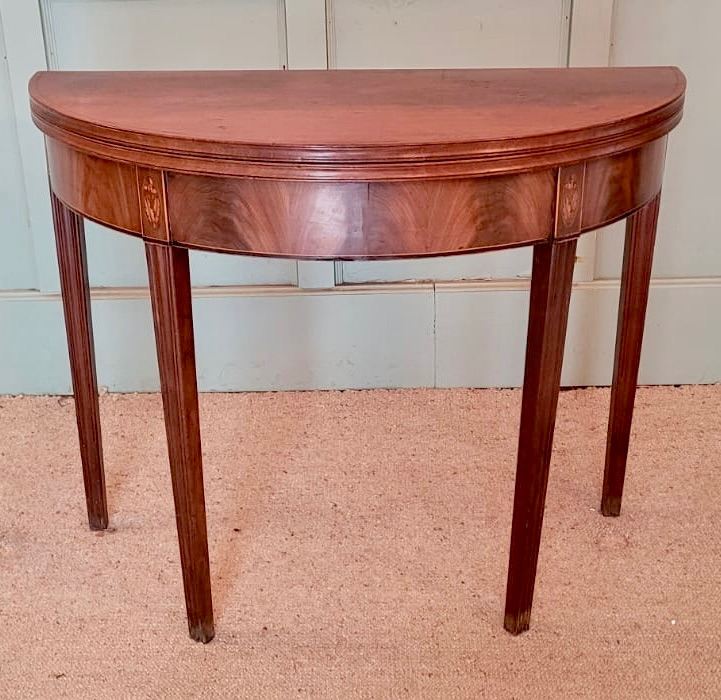 Antique George IV Games Table Burr Wood Demi Lune Fold Out Circa  1830