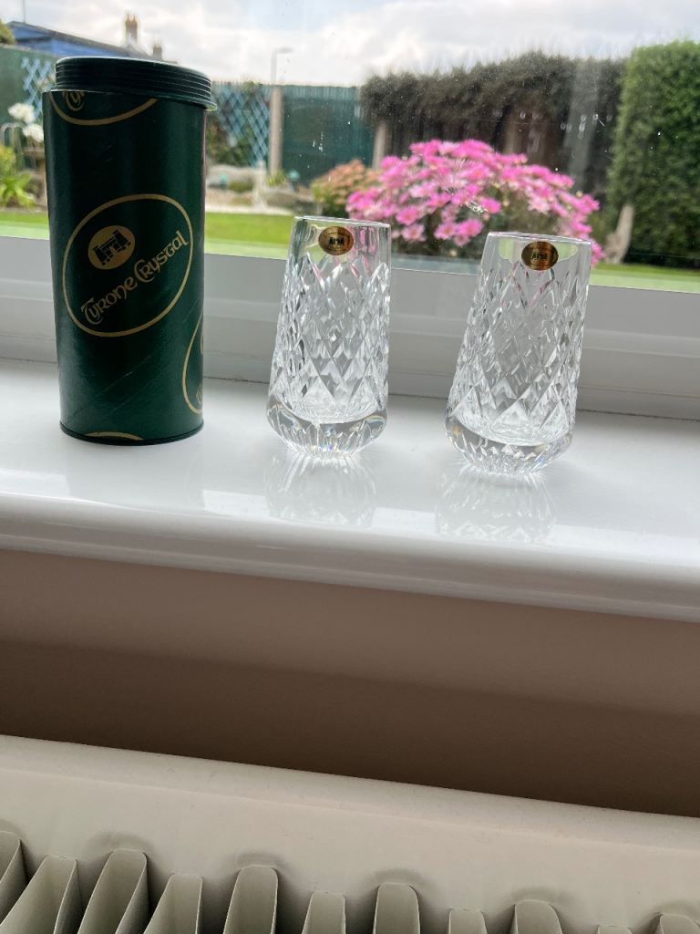 Tyrone Crystal CAPPAGH vases - Pair, As Good As New