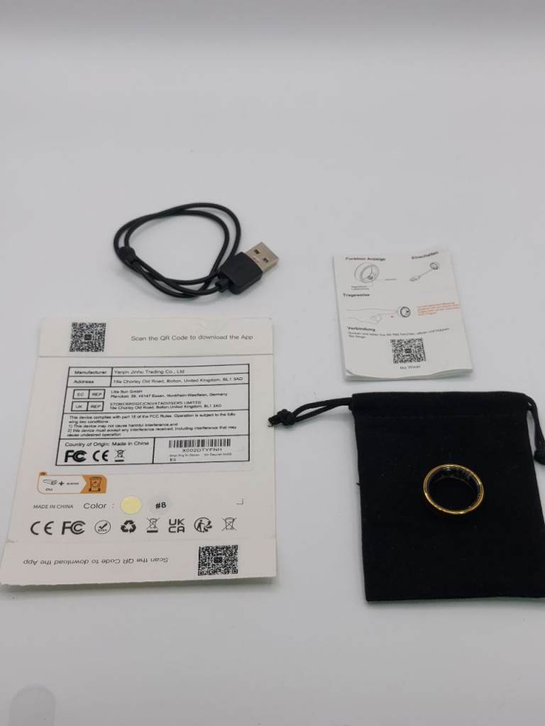 Brand New Smart Ring - Gold, Size 8 with Charger and Pouch