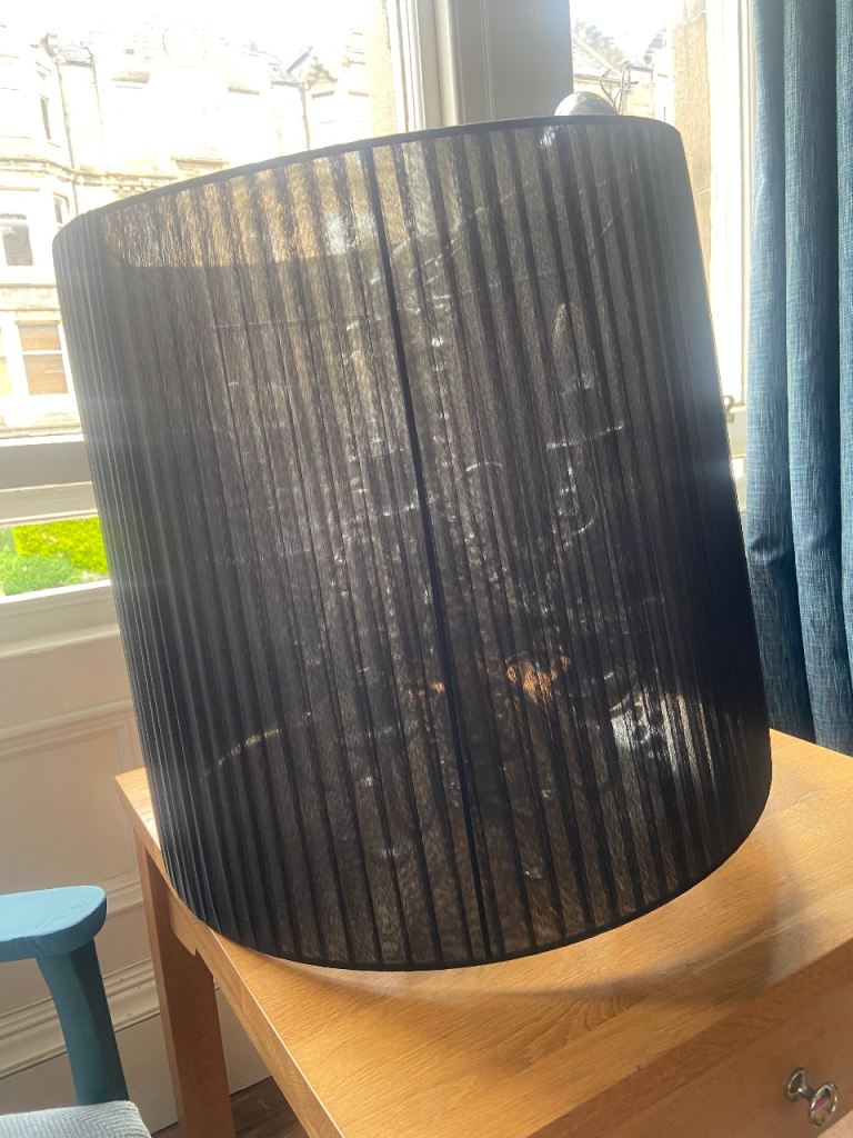 Black Pleated Drum Lampshade – Good Condition