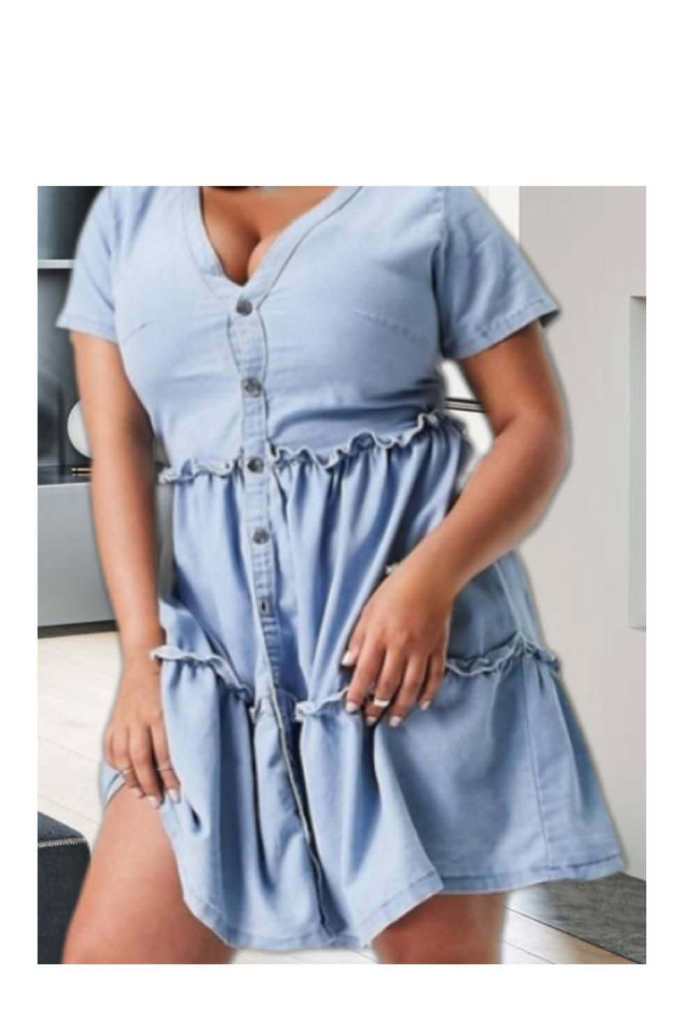  BNWT  In The Style Plus x Jac Jossa puff sleeve button through mini dress UK 14 🇬🇧 