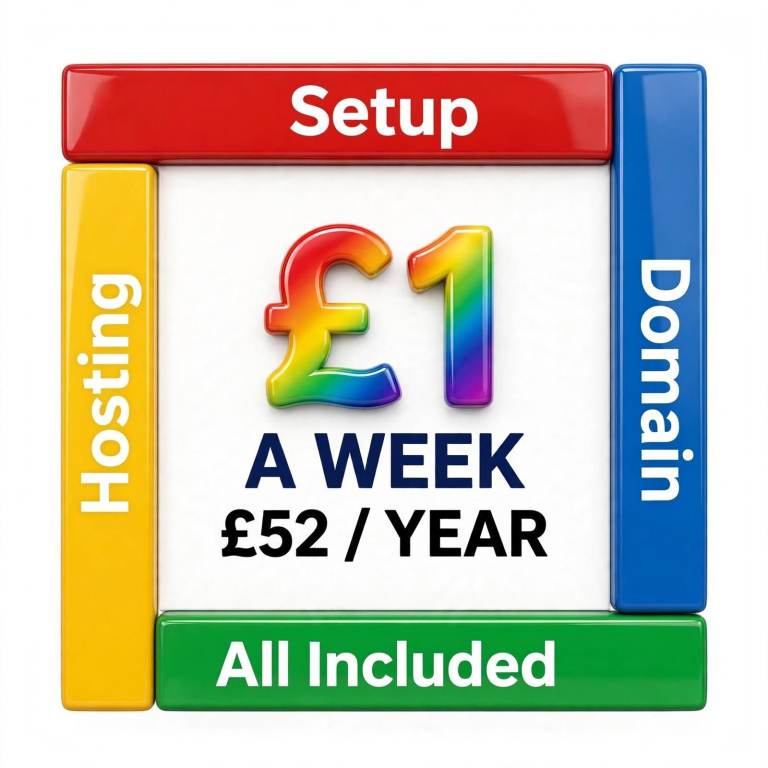 £1 A Week Website £52/Year - Sole Trader Business Site + Domain - A to Z Include
