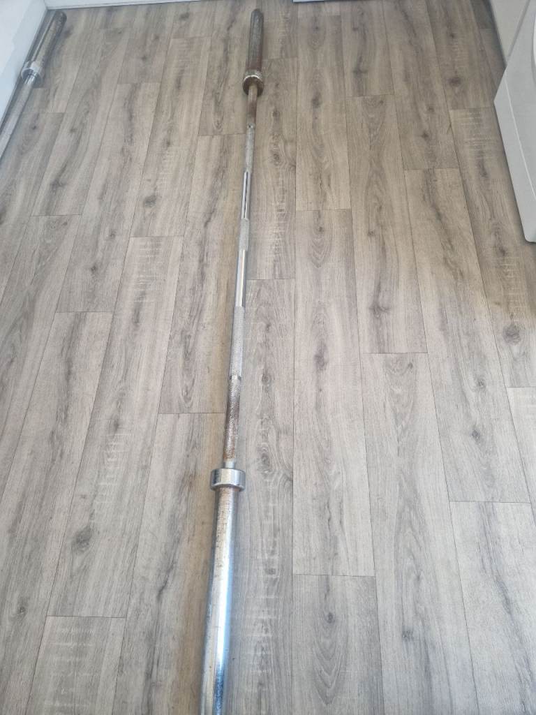 Olympic Barbell 7ft 20kg with Spring Lock Collars Gym Fitness Bar Weight
