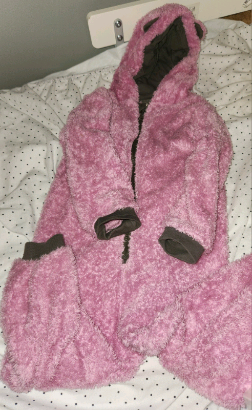 Lupilu Bear pink Hooded Onesie pyjama sleepsuit