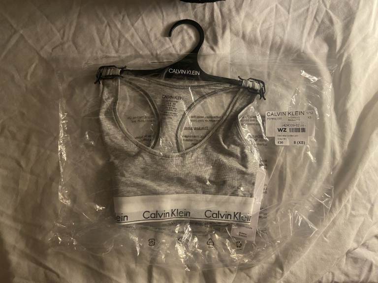 Womens Calvin Klein XS Grey Cotton Bralette