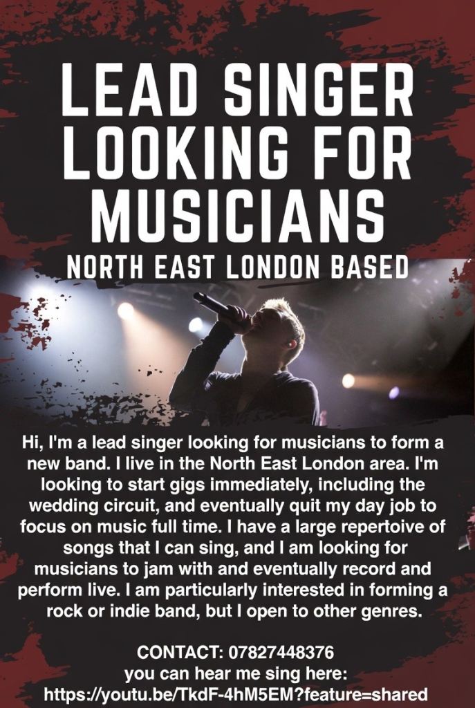 Lead singer looking for band