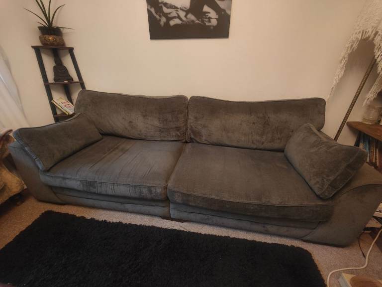 Large Grey Fabric Sofa – Good Condition, Comfy Seating