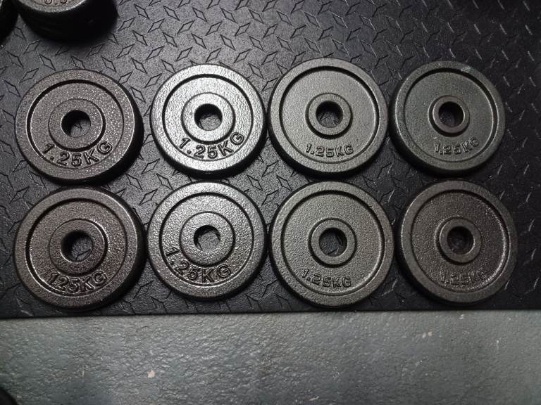 4 x 1.25KG CAST IRON WEIGHT PLATES - 1 Inch Holes