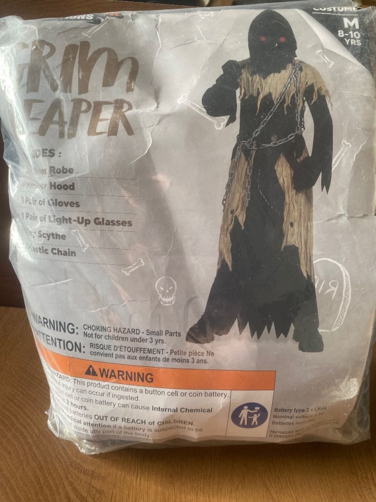 Grim Reaper Kids Fancy Dress Costume - New, Size M (8-10 Years)