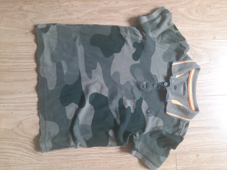 Age 8-9 camo polo top.