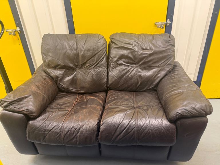 Free 2 seater sofa leather recliner used condition free to collect solid real leather 