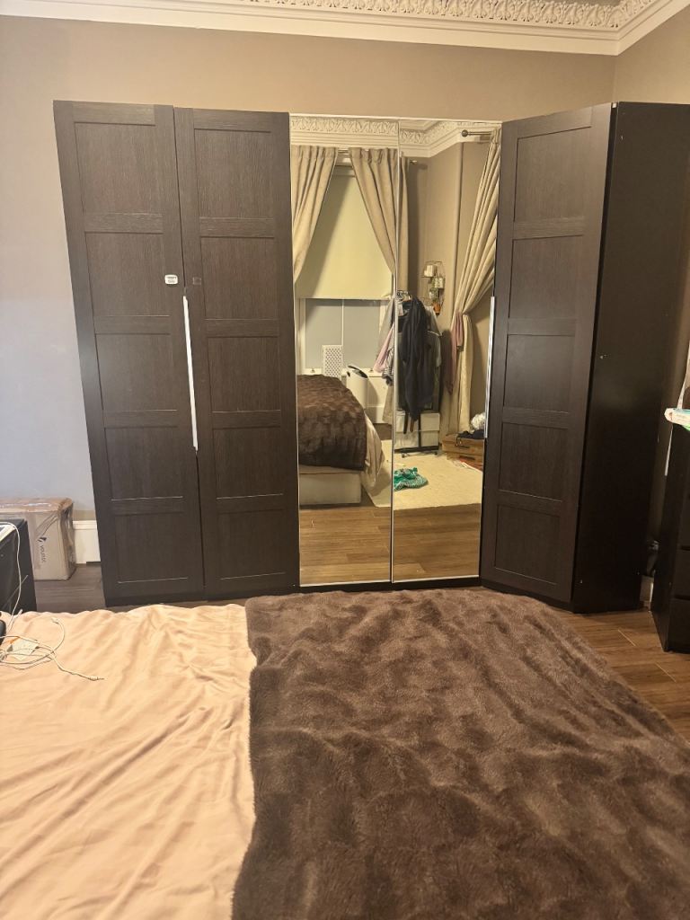 Ikea Pax wardrobe and 2 Malm chest of drawers