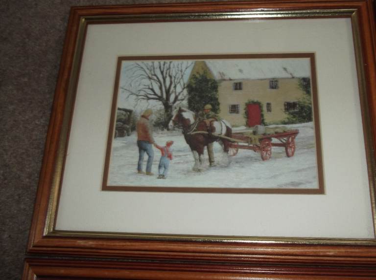 5 Framed Pictures Prints of Country Farming Scenes of Horses by Joe Godderidge