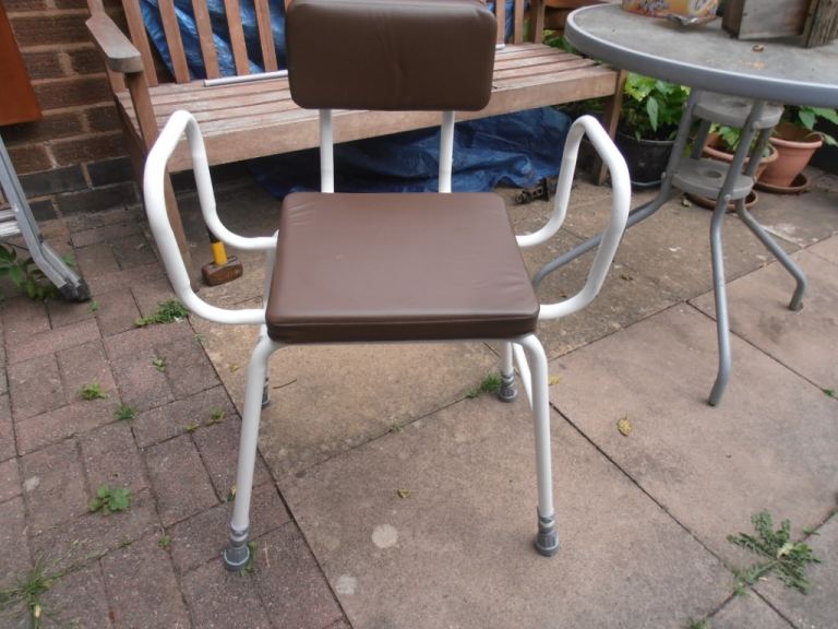 NEW Shower / Perching SEAT  ( brown & White ) Aid for an elderly person.