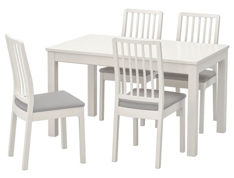 White Dining Table and 4 Chairs Set – Good Condition