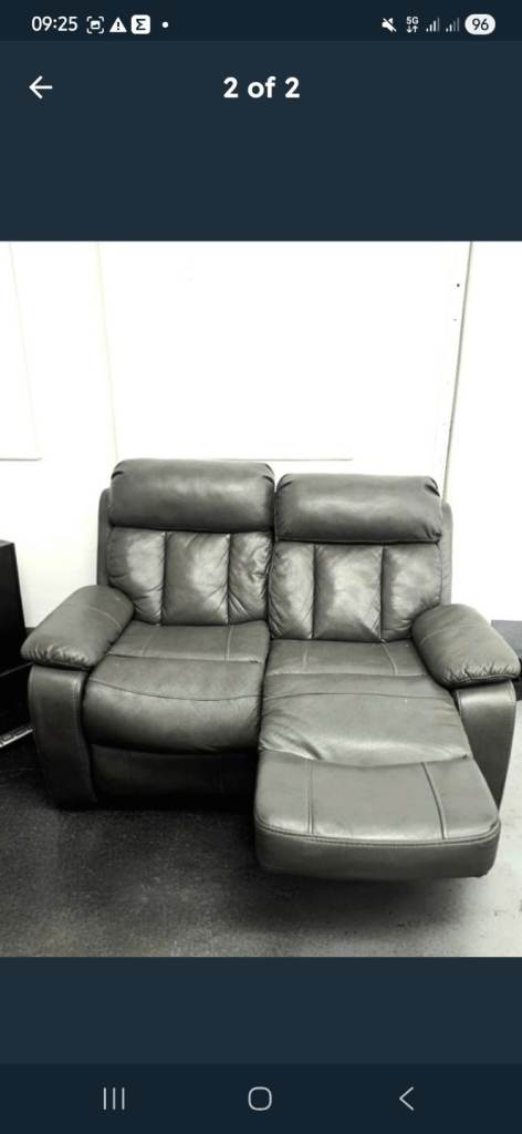 2 seater real leather reclining sofa