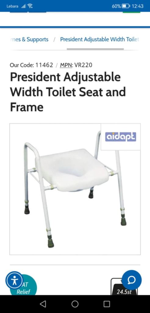 Toilet seat and frame