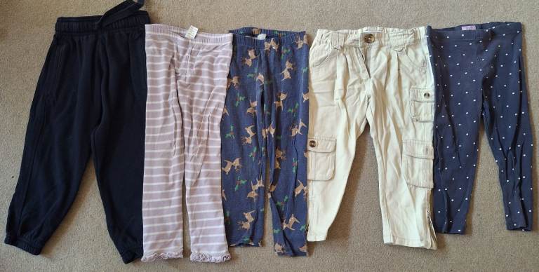 Bundle of 5 Kids Trousers and Leggings – Good Condition