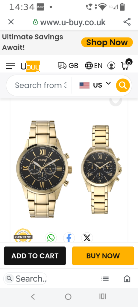 Fossil Modern Chronograph Gold-Tone Stainless Steel His & Hers Watch Set