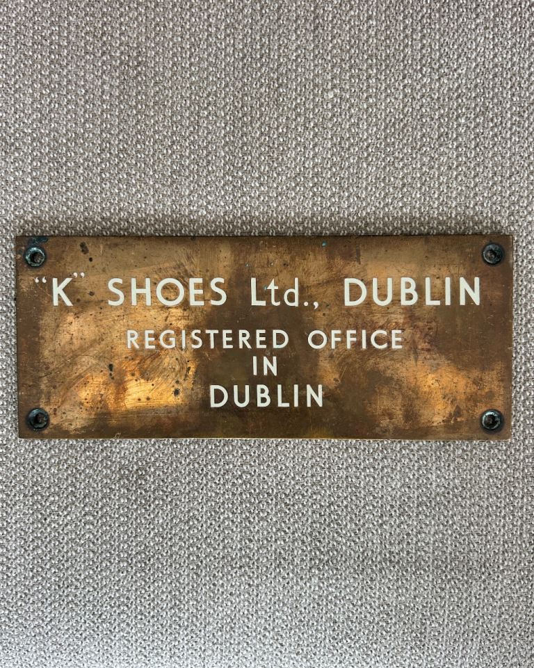 Vintage Brass Head Office Sign K Shoes Dublin Ireland