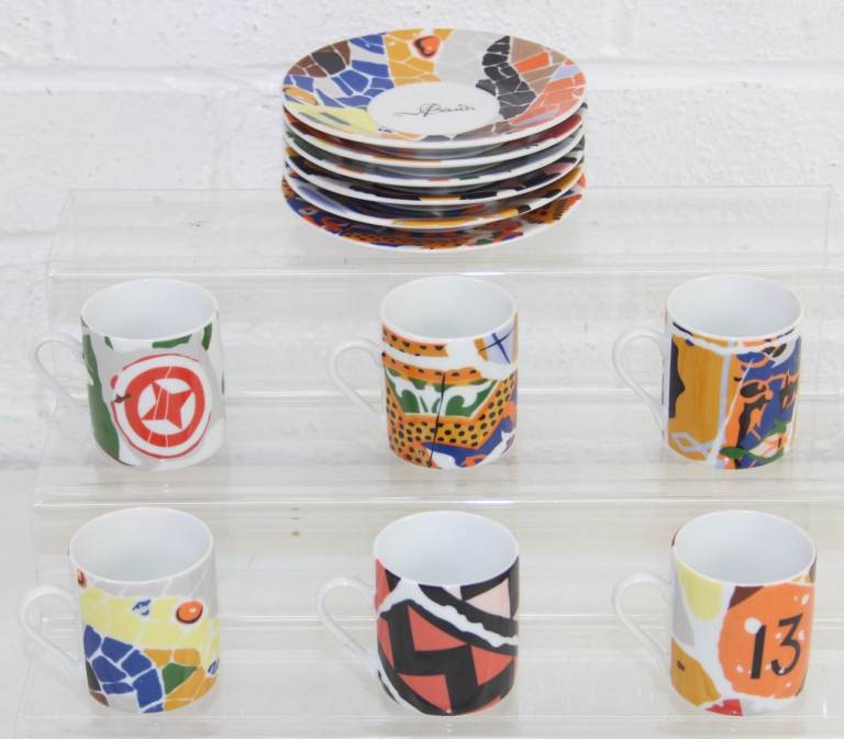 Vintage Antoni Gaudí Designed - 6 x Espresso Cups and Saucers Art Productions XL 
