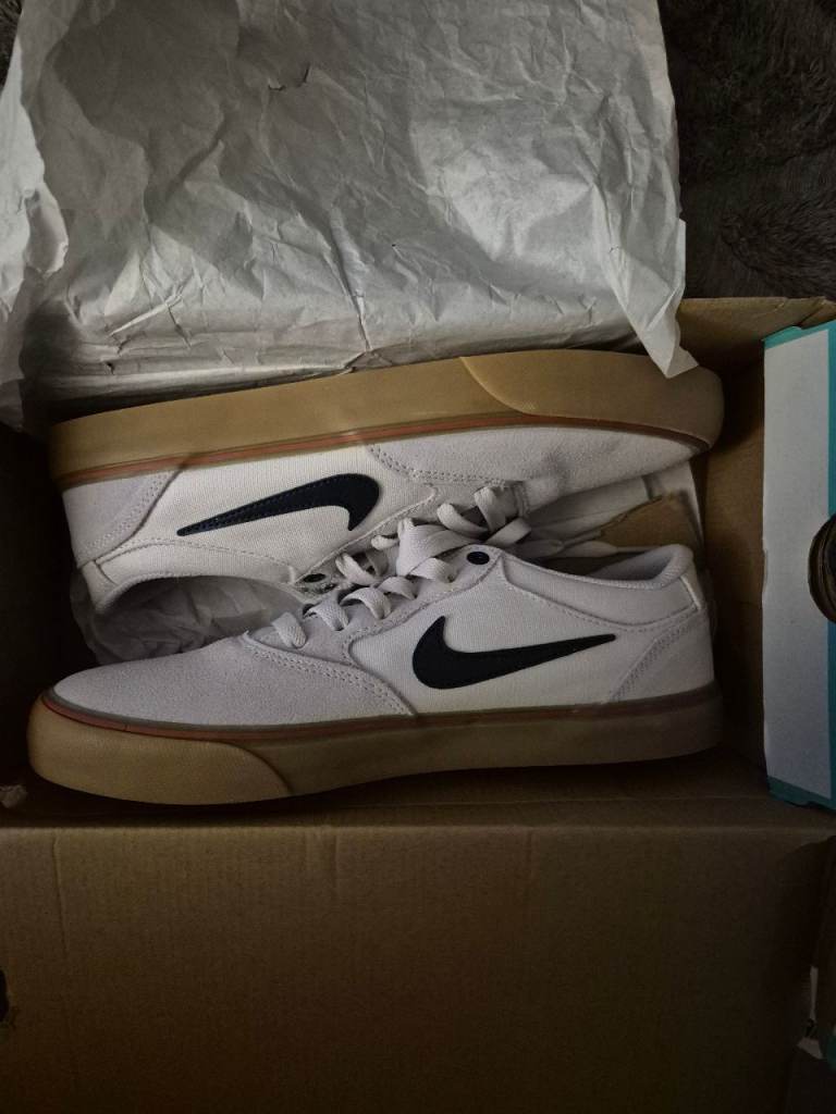 White Nike SB Skate Shoes with Gum Sole - Brand New in Box