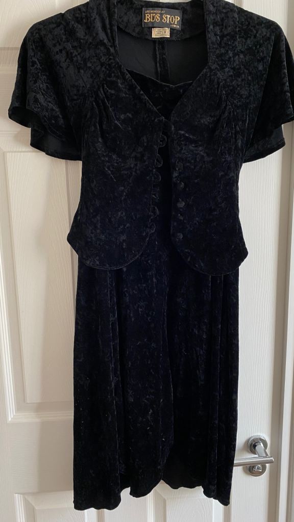 70’s Vintage Black Velvet skirt  and top – Good Condition