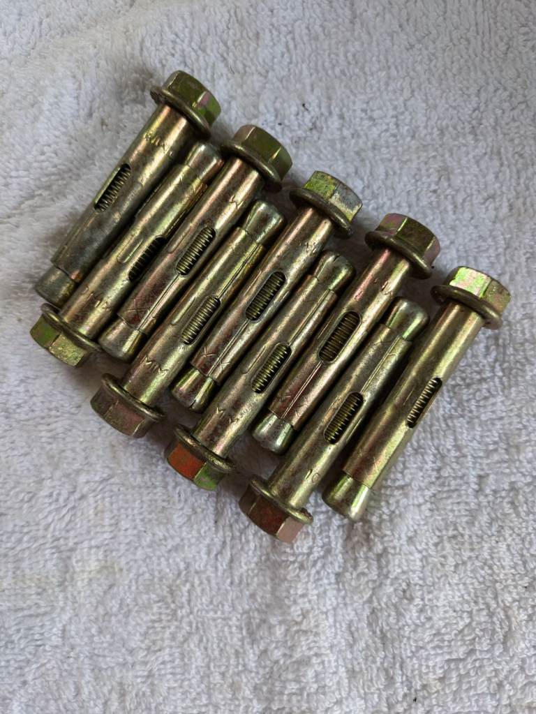 Qty 10 off M10 Sleeved Anchor Bolts 