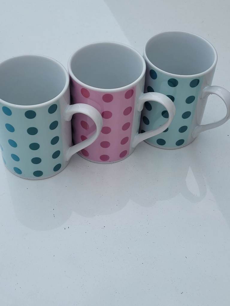 Bhs Polka Dot Mugs - Set of 3, New