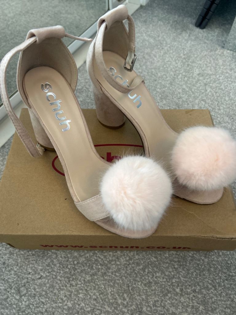 Schuh Pink Pom Pom Block Heel Sandals – As Good As New