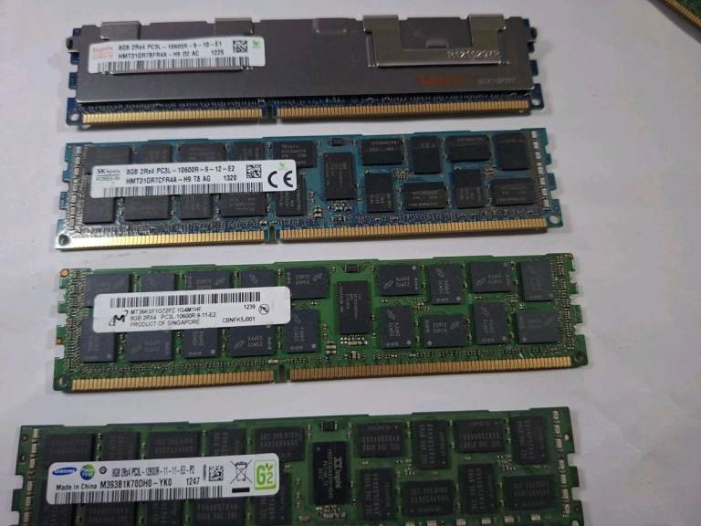 32GB, 4 x 8GB 2Rx4 PC3L-10600R Hynix Samsung DDR3 Server RAM