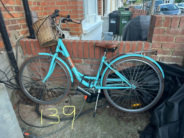 Lovely Blue City Bike with Basket and Gears