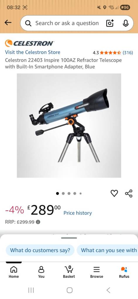 Celestron 22403 Inspire 100az Telescope