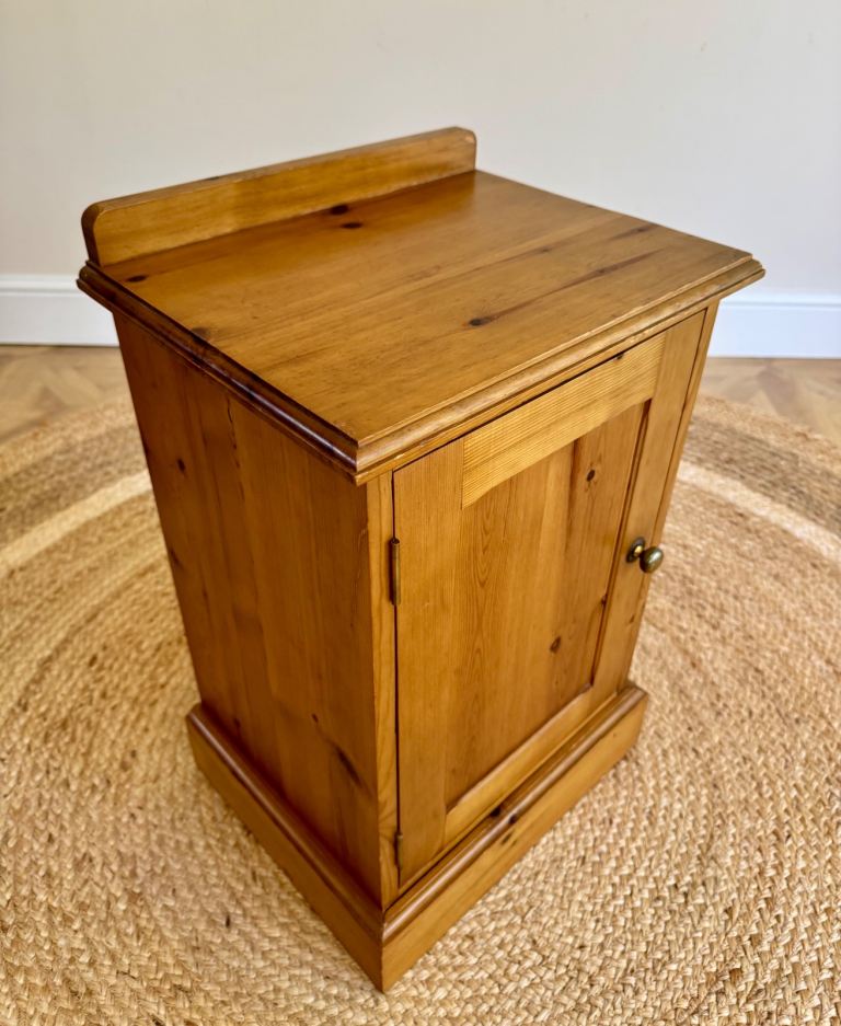Vintage solid pine bedside cabinet cupboard 