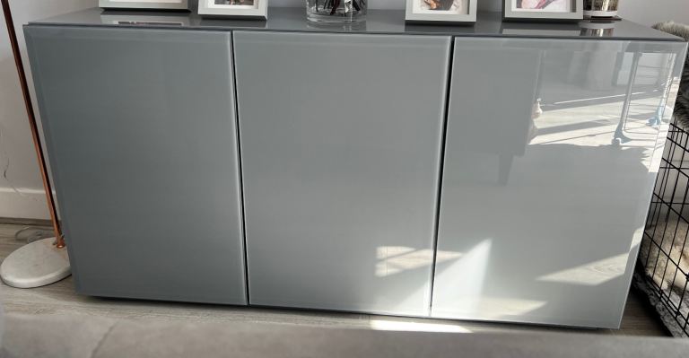 Next Sloane Grey Gloss Sideboard – 3 Door