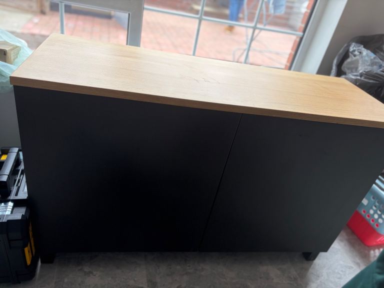IKEA Besta Black Storage Cabinet with Wooden Top – used but great condition
