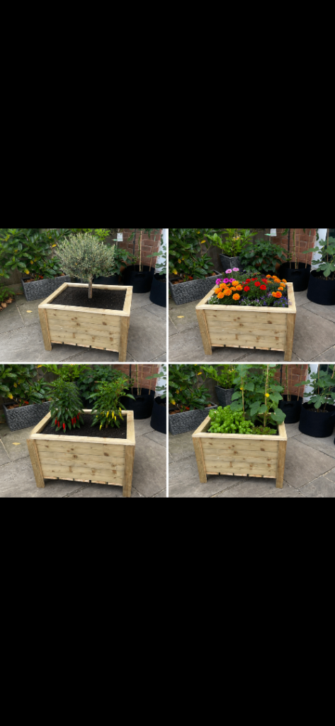 Rustic Wooden Garden Planter - 600mm Length, 400mm Width