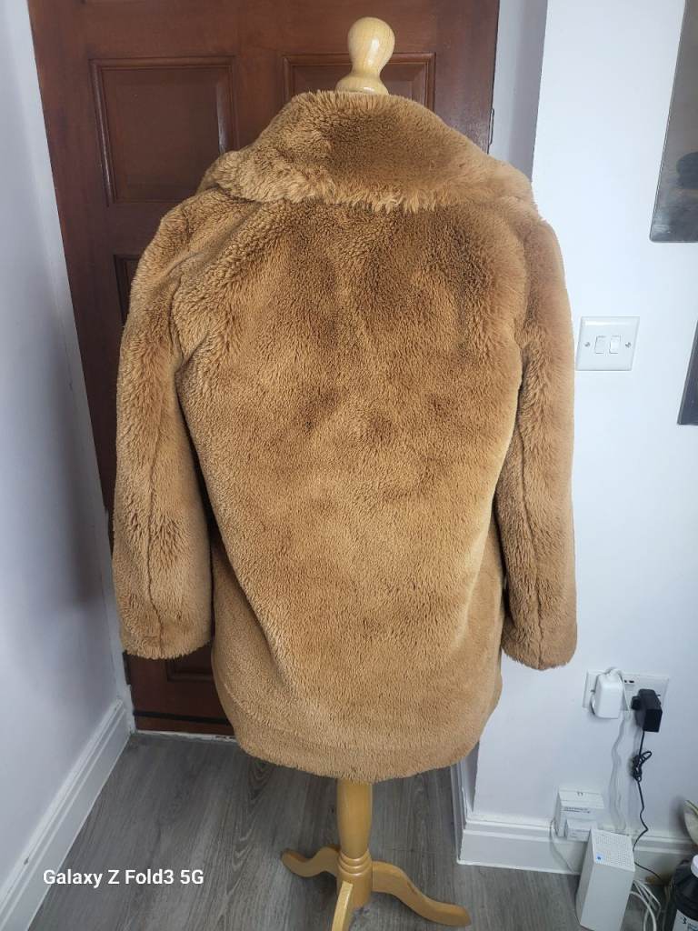 zara brown faux fur coat 