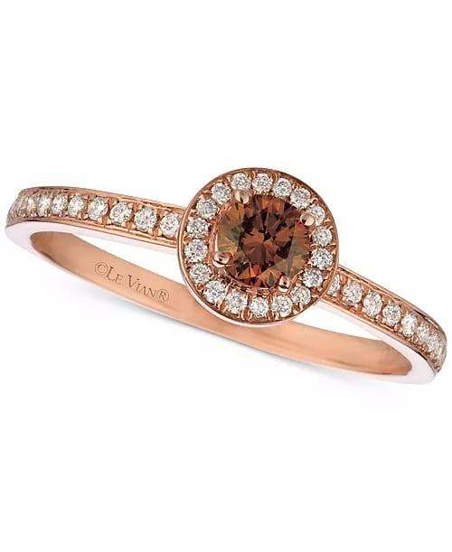 Le Vian 14ct Strawberry Gold Chocolate & Vanilla Diamond Ring Set