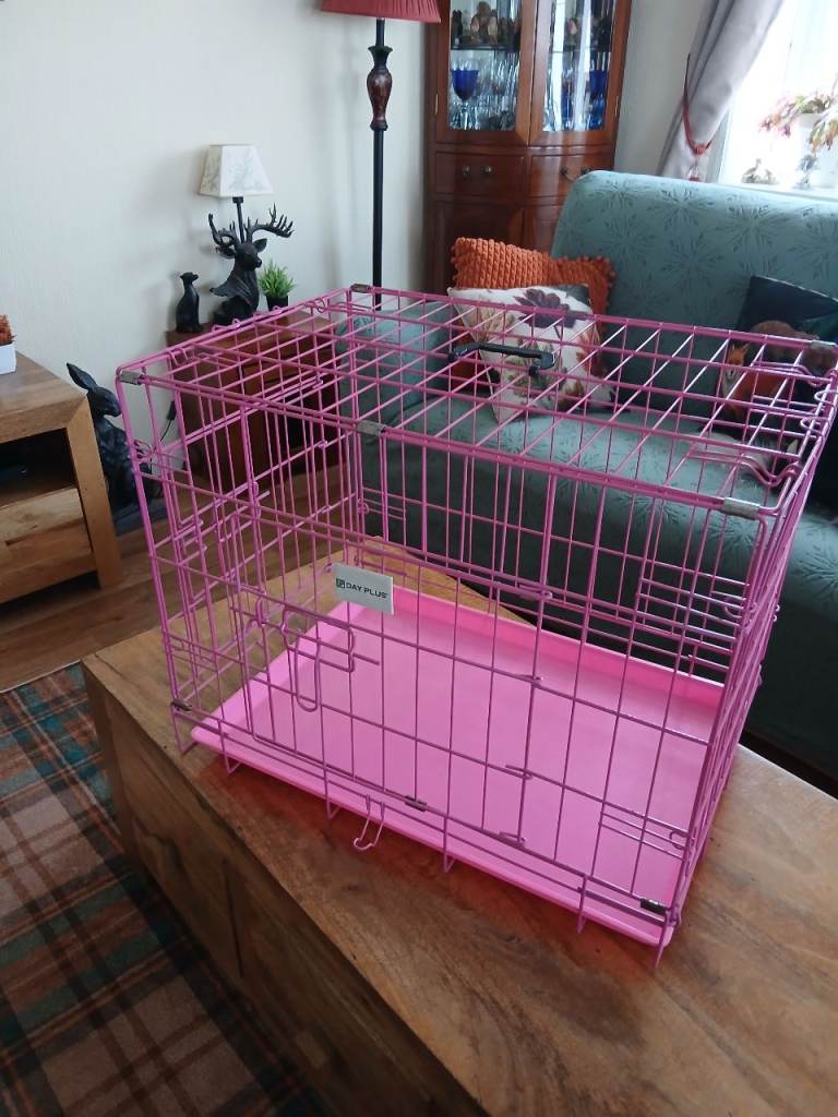 Pink dog crate